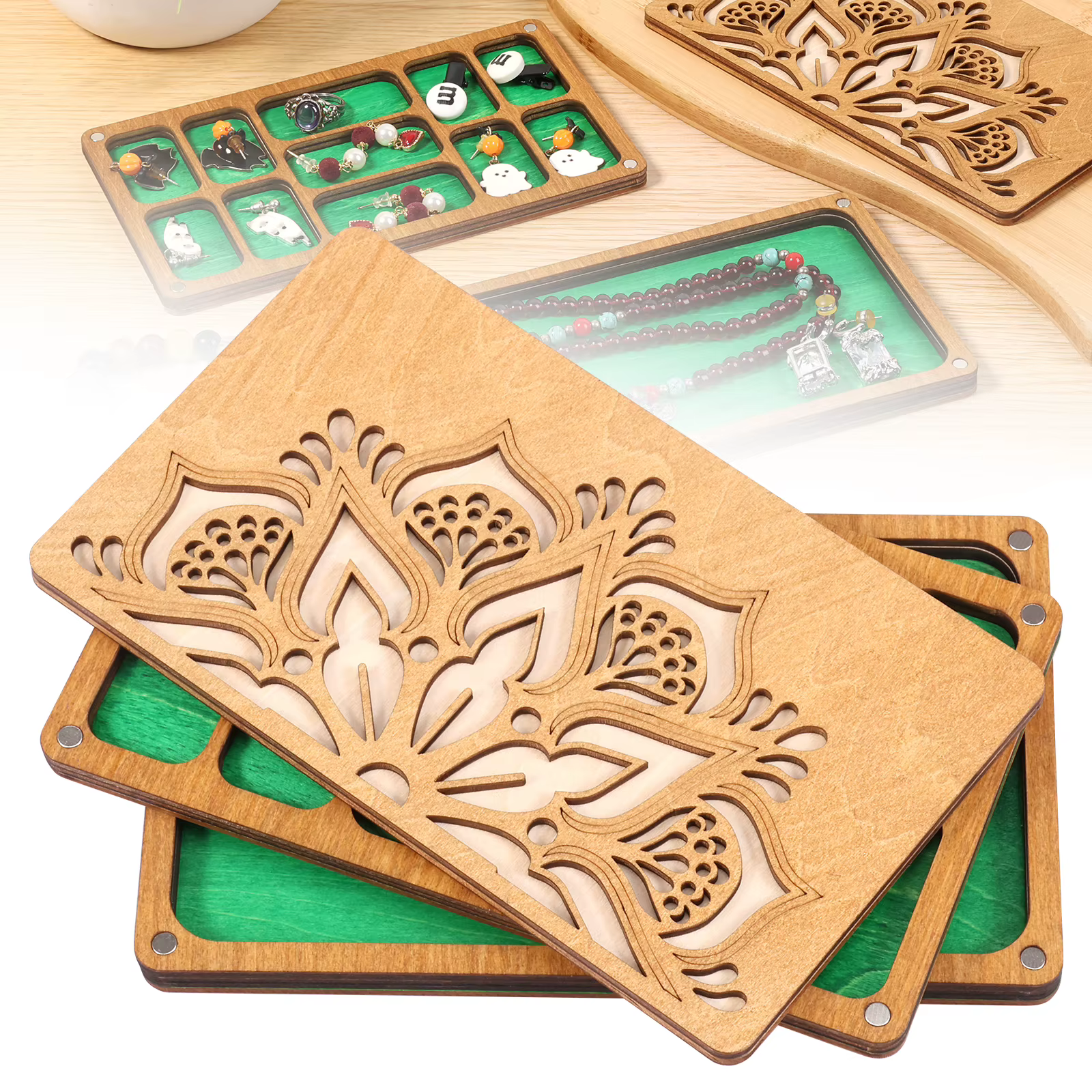 Organisateur de rangement pour perles en bois