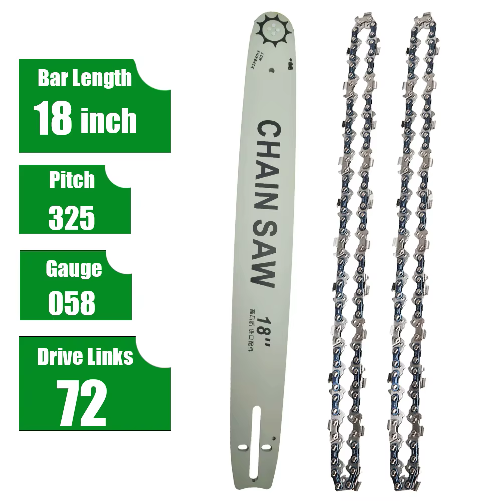 Barre de guidage de chaîne de tronçonneuse 18 pouces pour Husqvarna 50 51 555 562XP 365 565 372XP 572XP 390XP.325 "pas.058" Jauge 72 maillons d'entraînement