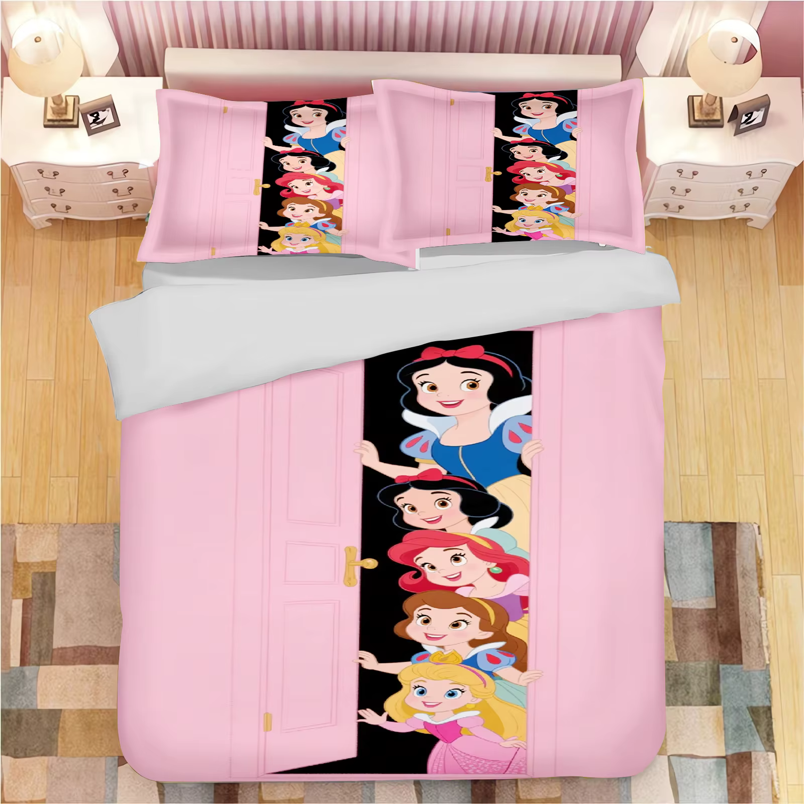 Housse de couette Princesse, taie d'oreiller mignonne, ensemble de literie, décoration de chambre pour adulte et fille, cadeau, taille simple, double, grande taille