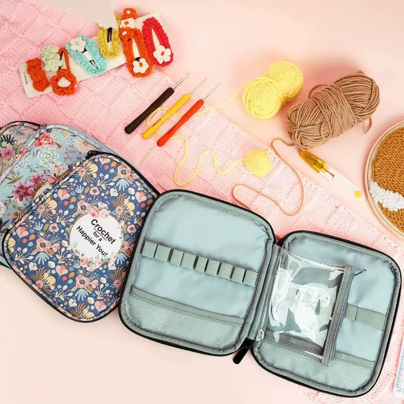 Kit de rangement de vêtements à faire soi-même, Kit de tricot à la main, Crochet, fermeture éclair, sac étanche, ensemble d'impression, pochette de rangement pour l'artisanat du fil