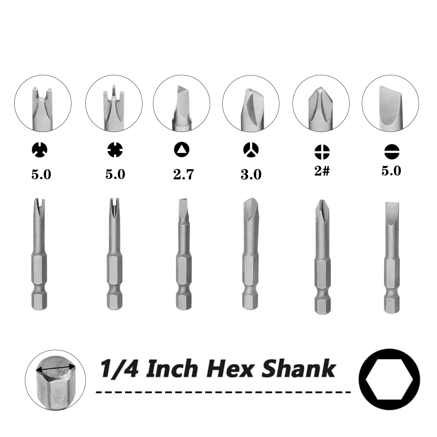Embouts de tournevis triangulaires Y/U/triangulaires de précision de 1/4 pouces