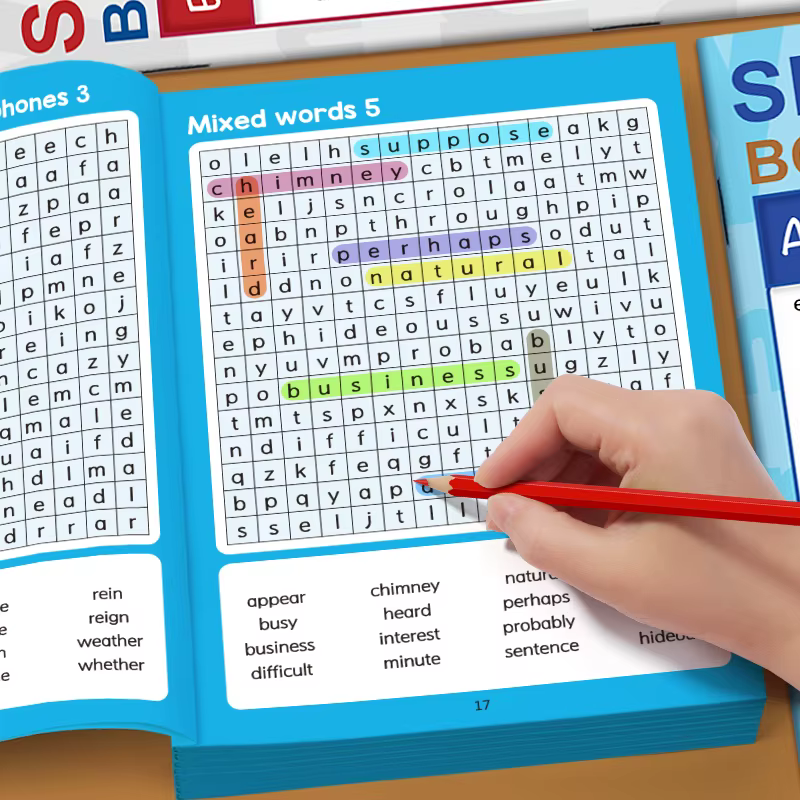 Livre de mots à chercher pour l'entraînement avancé au vocabulaire des adolescents, renforce les règles d'orthographe avancées et enrichit la mémoire des mots anglais 