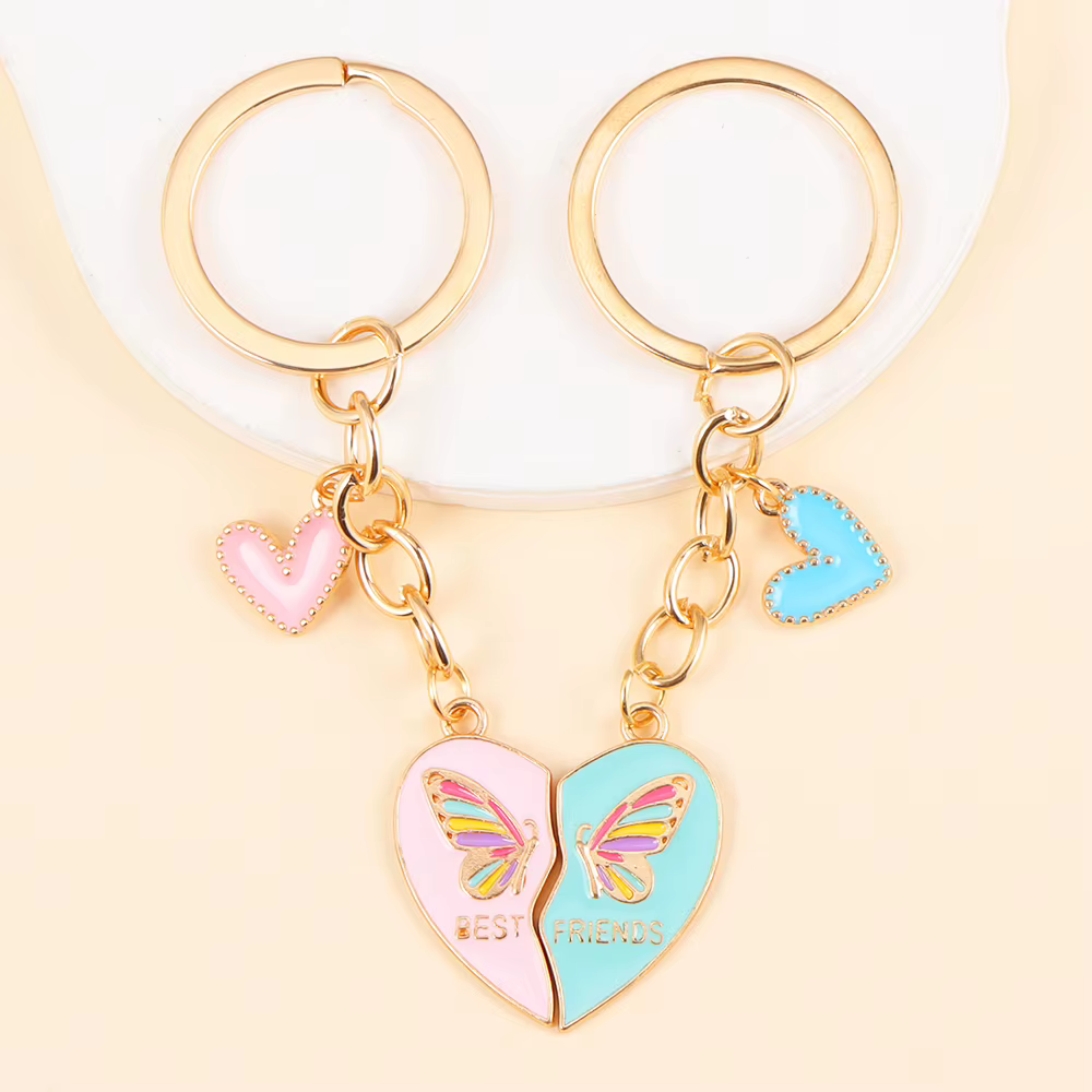 Meilleur ami porte-clés émail amour coeur épissure pendentif