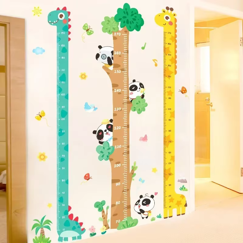 180 cm mode dessin animé animaux hauteur mesure autocollant mural girafe papier peint chambre d'enfants pépinière