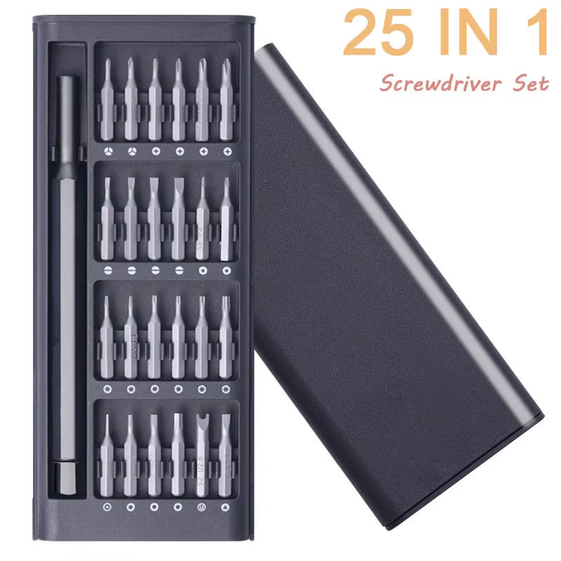 Kit de tournevis 25 en 1 avec embouts en plastique/aluminium