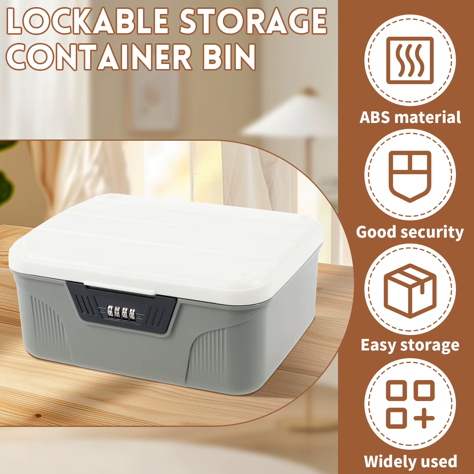Boîte de rangement portable en plastique verrouillable avec serrure à code numérique, coffre-fort pour argent liquide et bijoux, boîte de sécurité pour la maison
