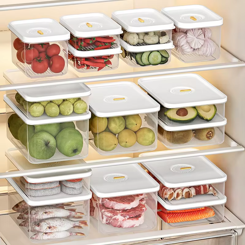 Transparent 950ML réfrigérateur stocke bac à légumes aliments frais fruits conteneur en plastique micro-ondable Bento