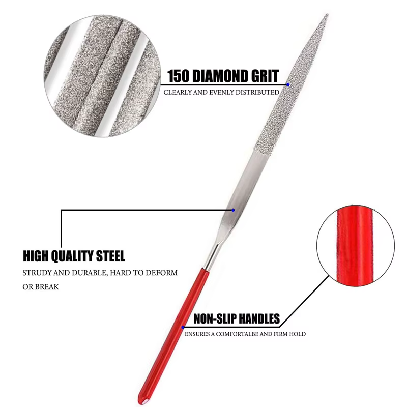 10 pièces diamant aiguille fichier ensemble 3x140mm Mini