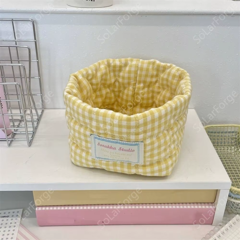 Panier de rangement en tissu à carreaux pour la maison