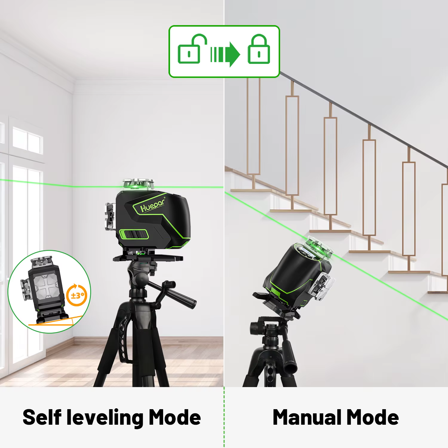 Huepar S04CG-C 4D Niveau laser vert Outils