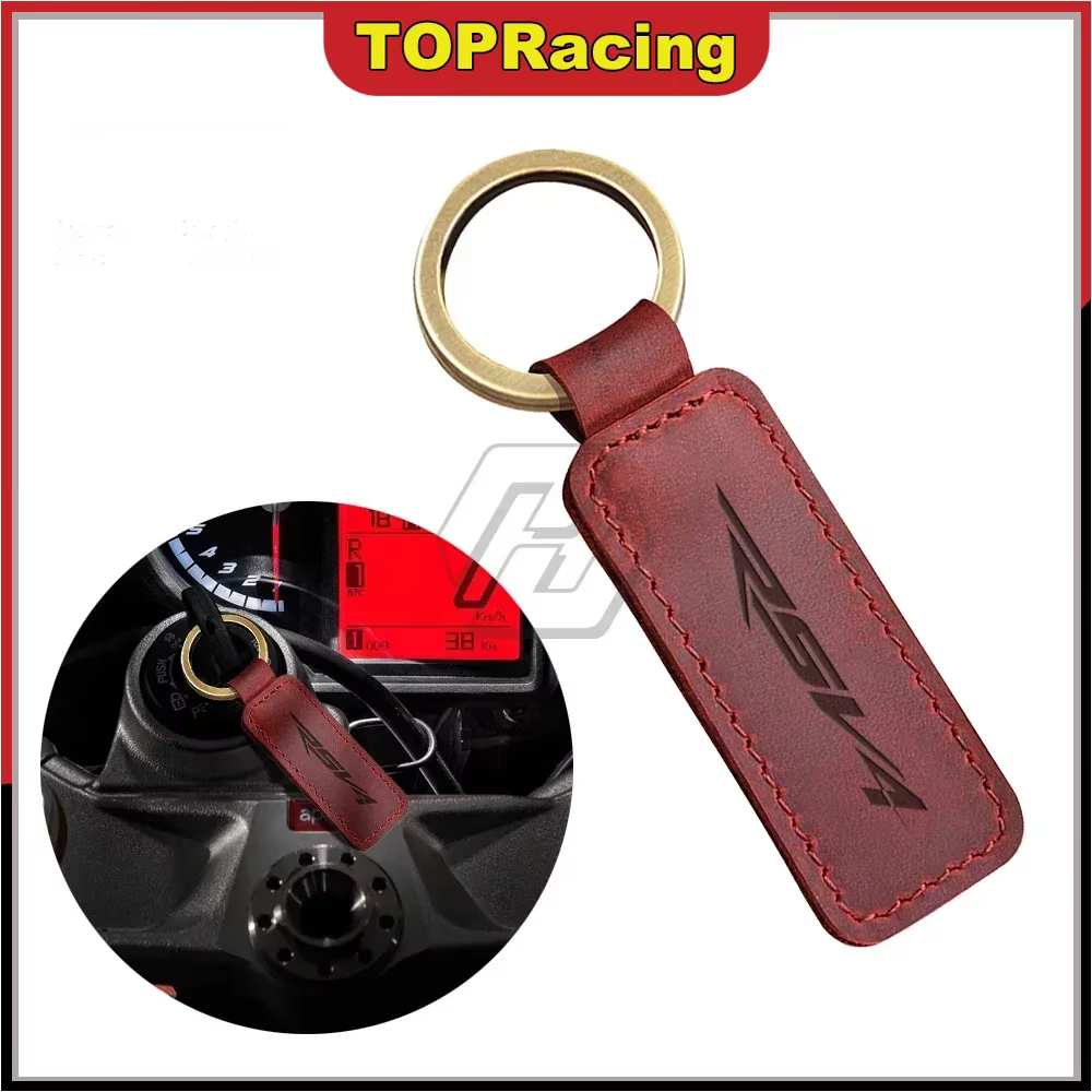 Porte-clés en cuir de vache pour moto Aprilia RSV4, porte-clés