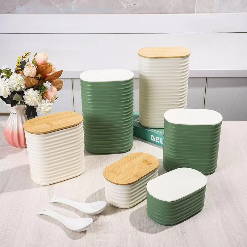 Bocal de rangement alimentaire en bois efficace avec couvercle – Contenant de cuisine hermétique
