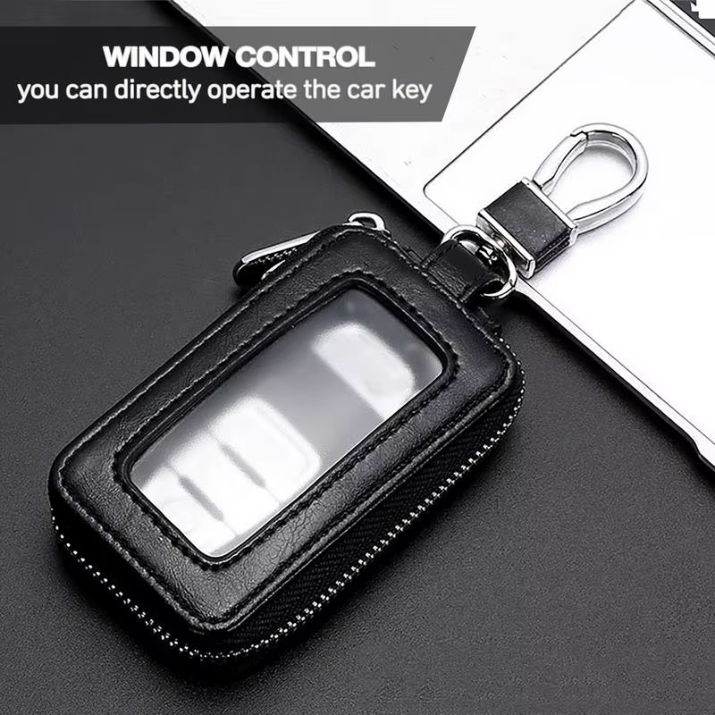 Étui en cuir unisexe pour clés de voiture, porte-clés multifonction, organisateur de clés, pochette pour télécommande de voiture