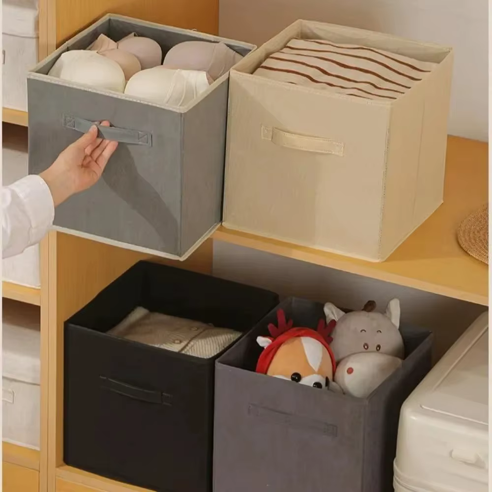 Boîte de rangement Cube Non tissée pliable, 1 pièce, fournitures pour la maison, garde-robe, gain de place pour jouets, vêtements, organisateur de rangement de bureau