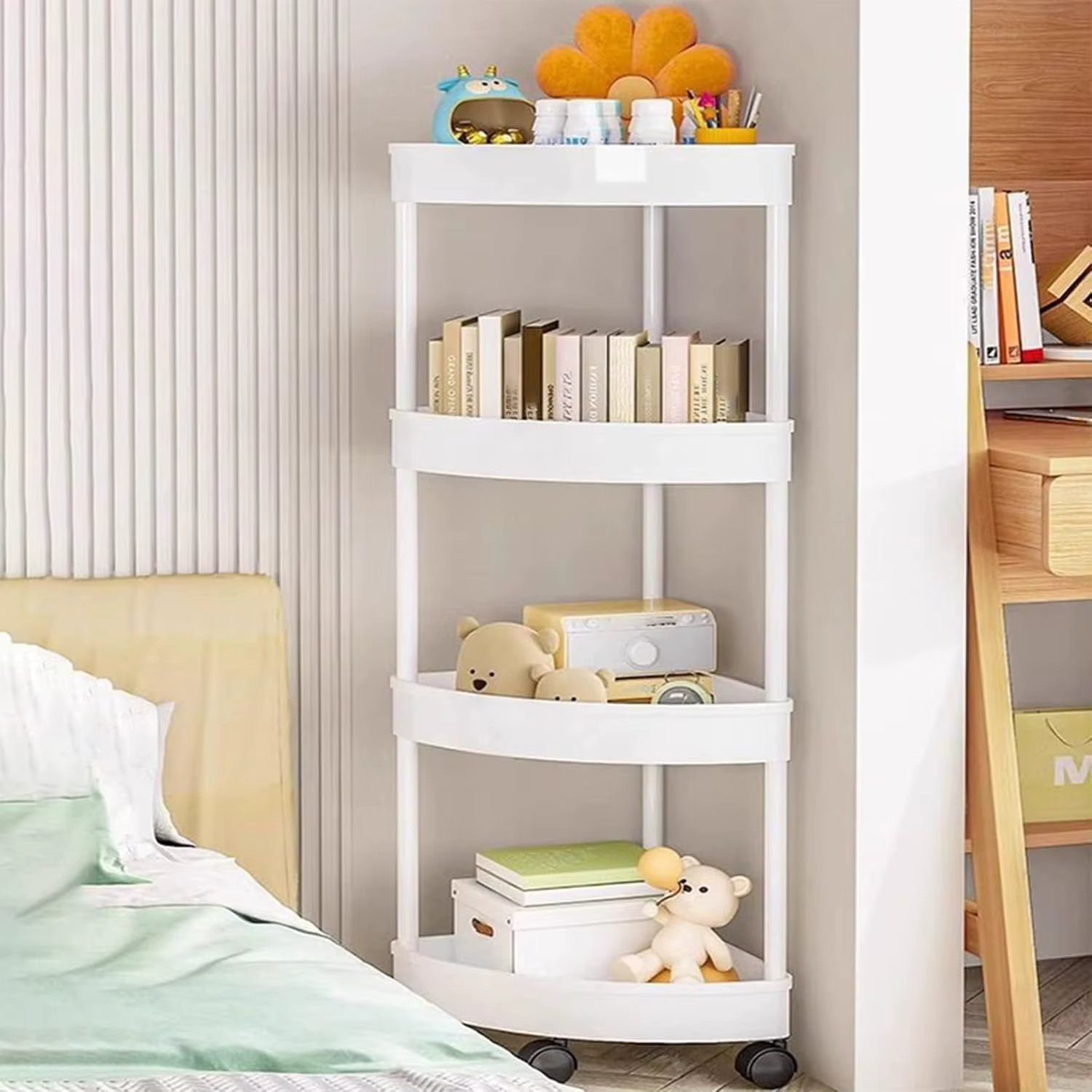 Étagère de rangement d'angle à 3/4 niveaux