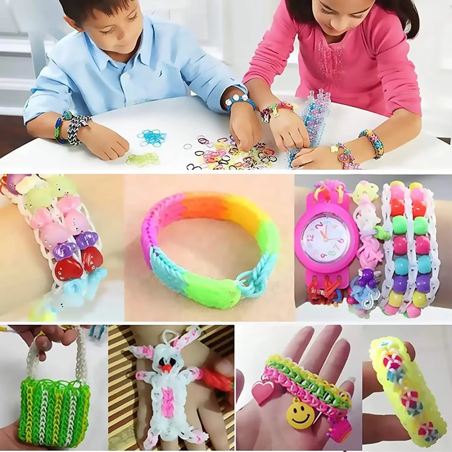 Ensemble d'élastiques à métier à tisser colorés