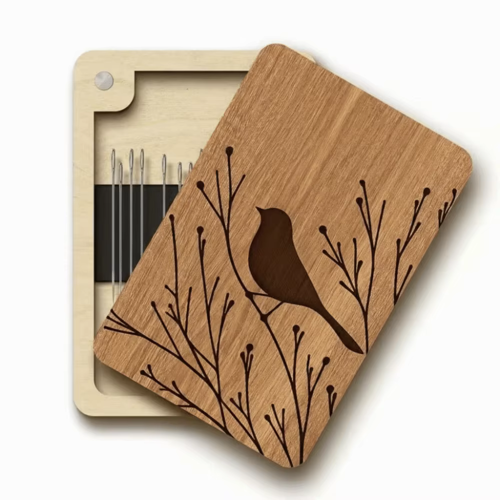 Boîte à aiguilles magnétiques en bois