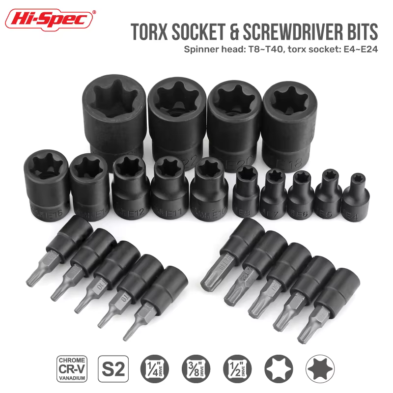 Jeu de douilles Torx et E-Torx 24 pièces