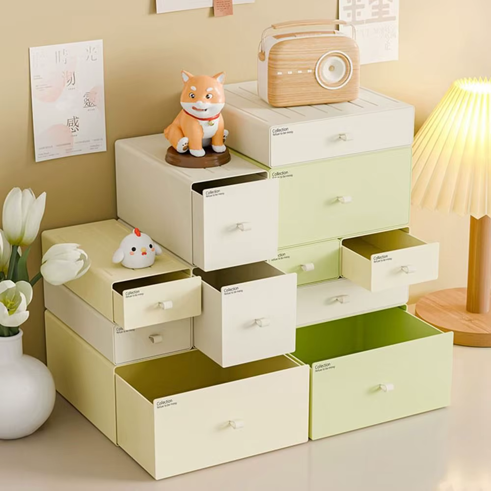 Boîte de rangement à tiroir en plastique