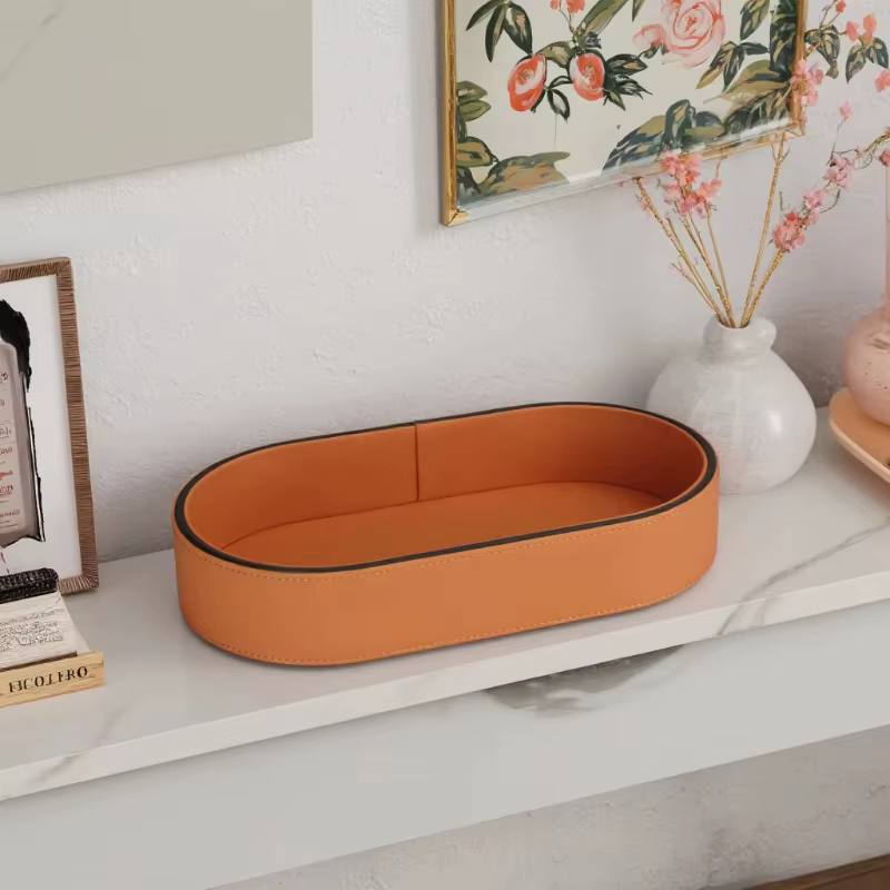 Boîte de rangement en cuir PU pour décoration de salon