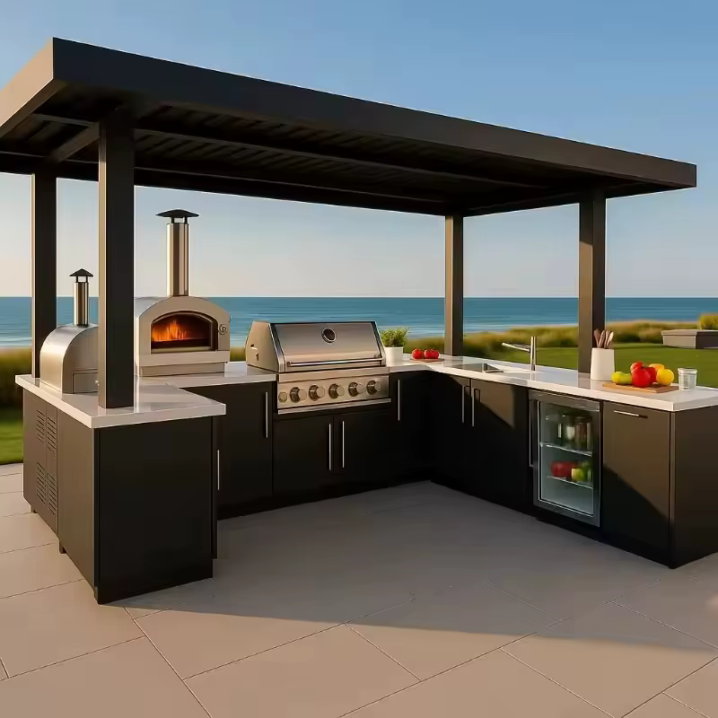 Abri modulaire personnalisé résistant aux intempéries avec pavillon de cuisine extérieure