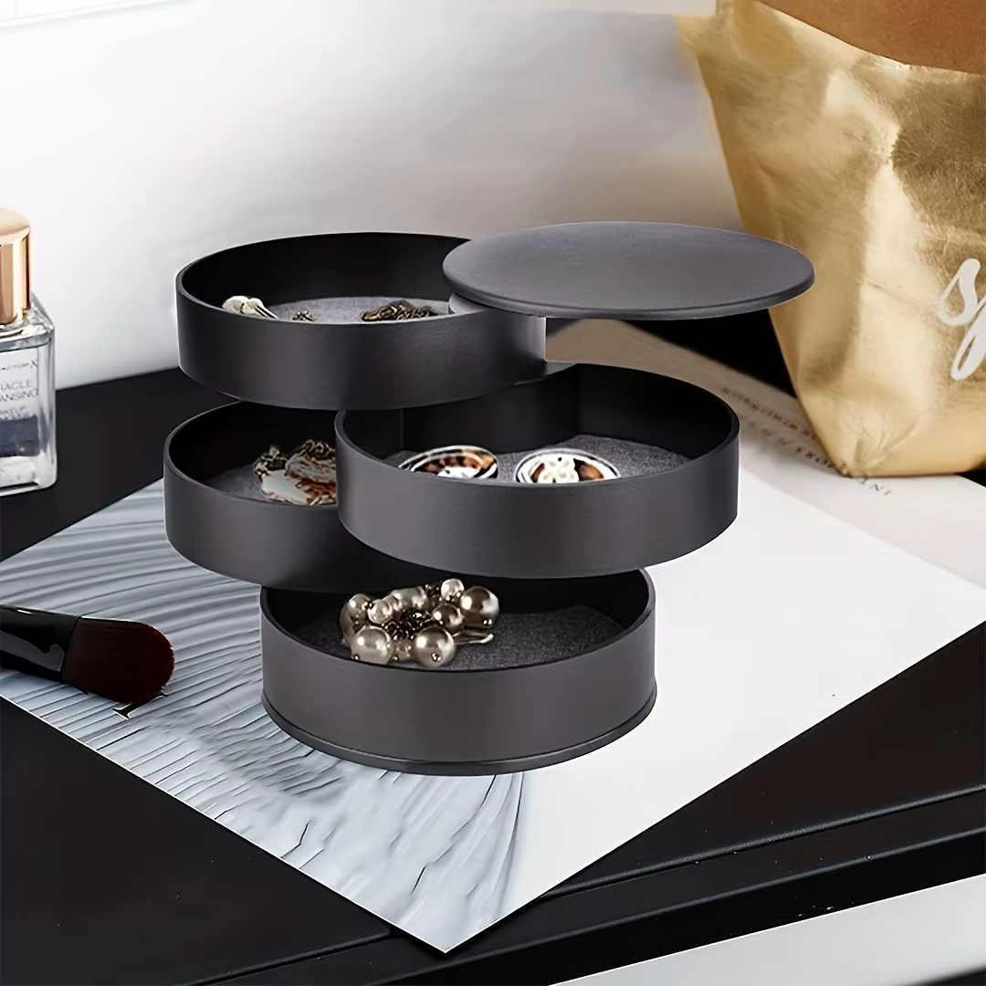 Boîte de rangement rotative multi-couches ITECHJOY avec couvercle pour accessoires de cheveux