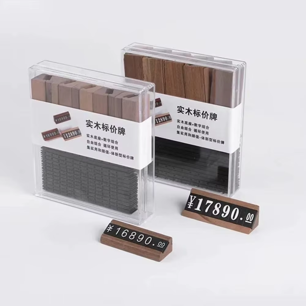 10 ensembles/boîte bijoux montre boutique numérique en plastique Base en bois prix Cubes étiquette petit