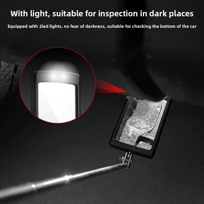 360 ° Miroir d'inspection télescopique avec lumière LED