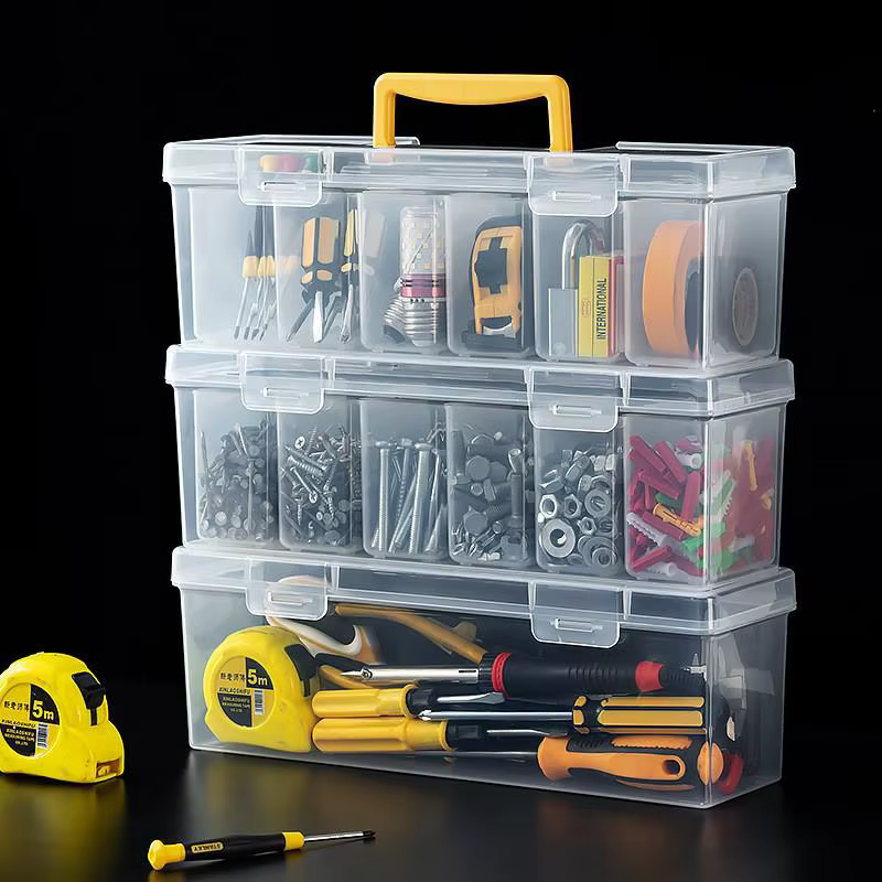 ♬ Boîte à outils portable transparente multifonctionnelle