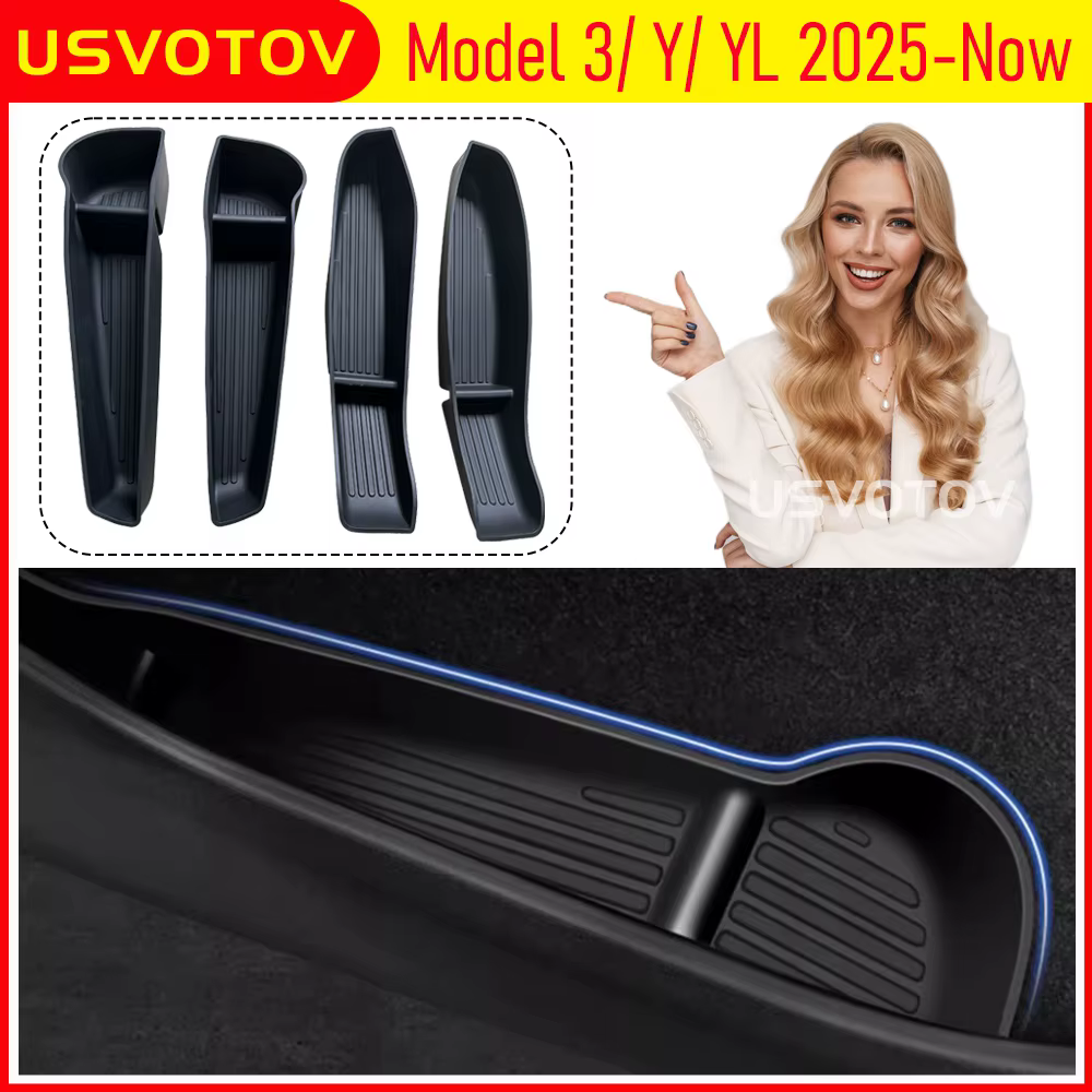 Boîte de rangement latérale pour portière de voiture USVOTOV pour Tesla Model Y Juniper 2025 2026, Model 3, Model YL – Accessoires, organiseur de porte, bac à déchets