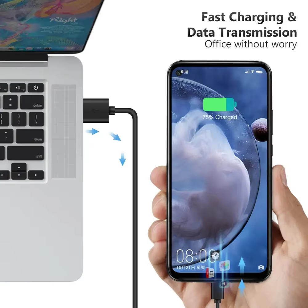 Câble de données USB vers Type-C avec interrupteur marche/arrêt pour une charge rapide et un transfert de données, cordon d'alimentation USB Type-C avec interrupteur pour téléphone, LED, USB, etc.