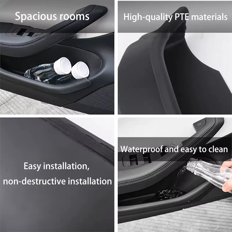 Pour Tesla modèle Y Juniper 2025 + boîte de rangement latérale de porte plateau de rangement de porte entièrement couvert TPE boîtes de rangement latérales de porte avant et arrière