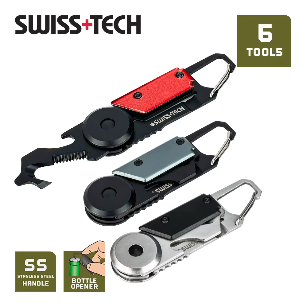 SWISS TECH-Mousqueton multi-outils de poche 6 en 1