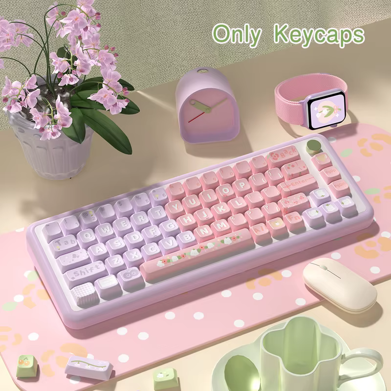 Linglan mignon thème Keycaps 138/158 touches cerise/Mda profil Pbt clavier mécanique Anime dessin