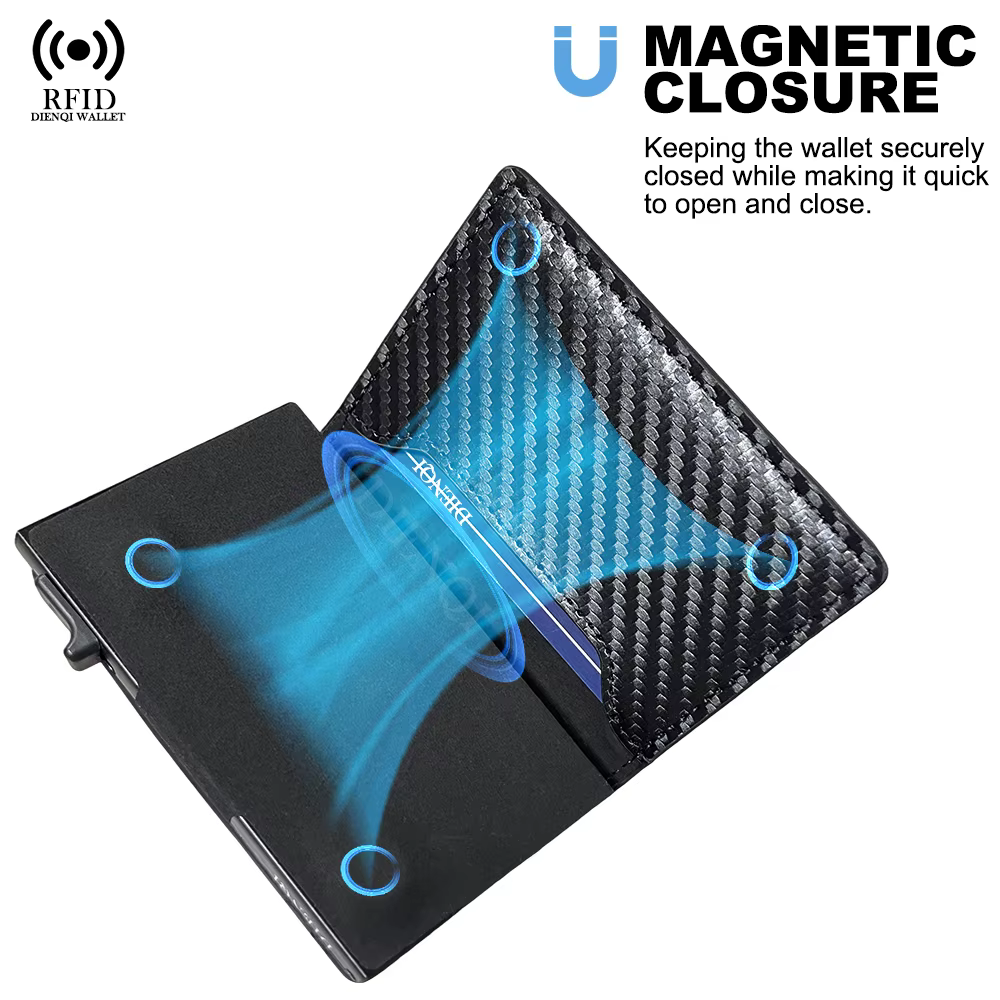 Porte-carte de visite RFID, porte-cartes de crédit, portefeuille de luxe pour hommes, en aluminium mental, mince, petit sac d'argent noir, cadeau de Festival pour hommes