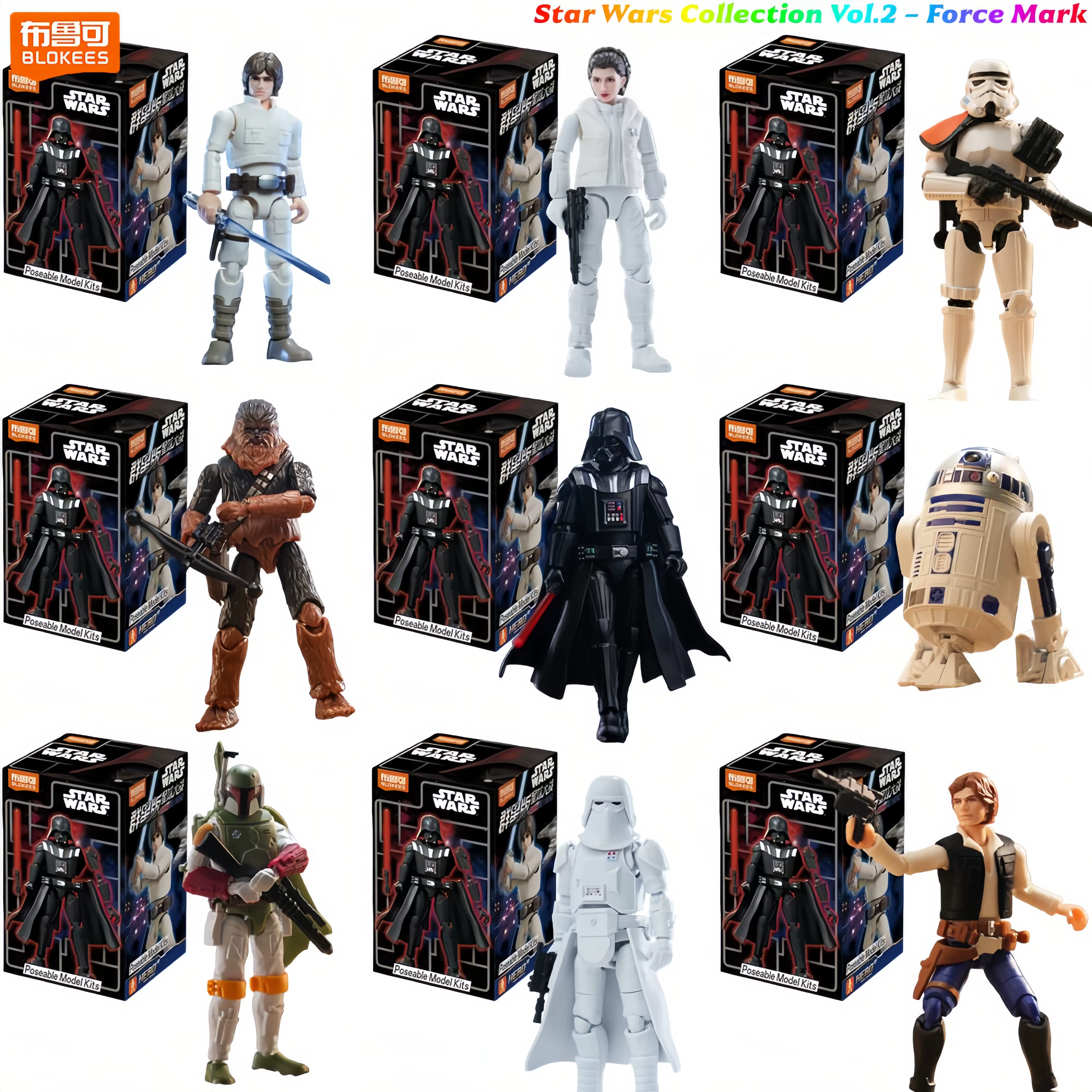 Figurines originales Blokees Star Wars The Mandalorian Vol.2 Ahsoka Din Djarin IG-11 Grogu Darth Vader