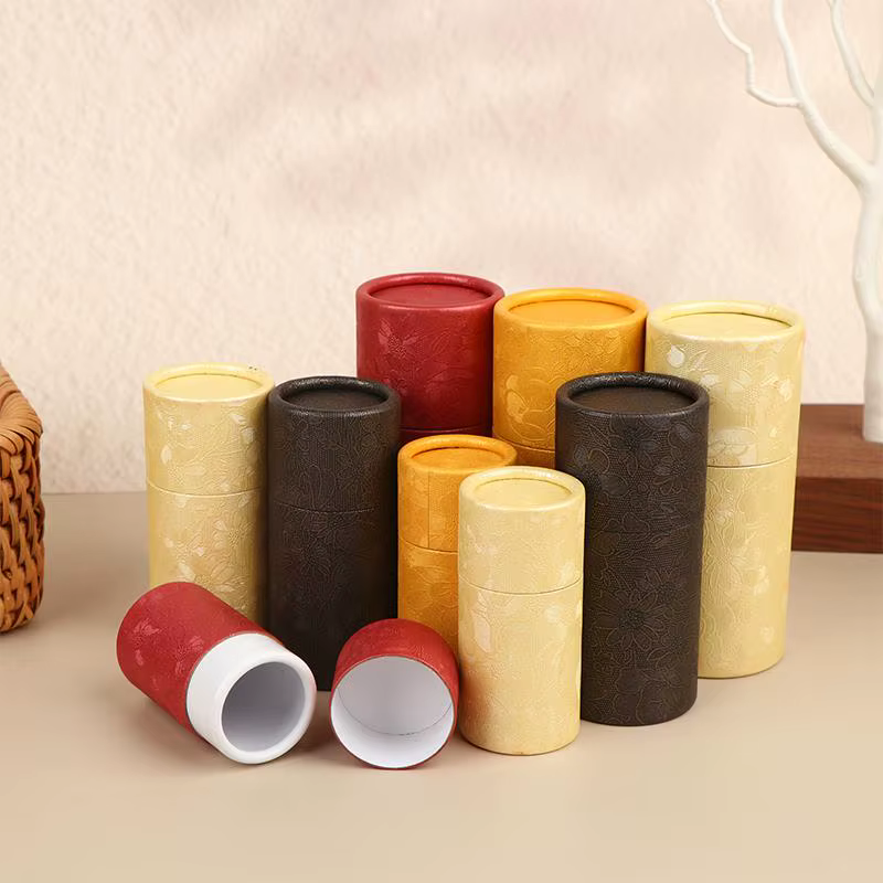 Boîte Cadeau Cylindrique Universelle - 1 Pièce Contenant en Papier Kraft pour Bouteilles d'Huiles Essentielles et Thé - Solution d'Emballage Écologique