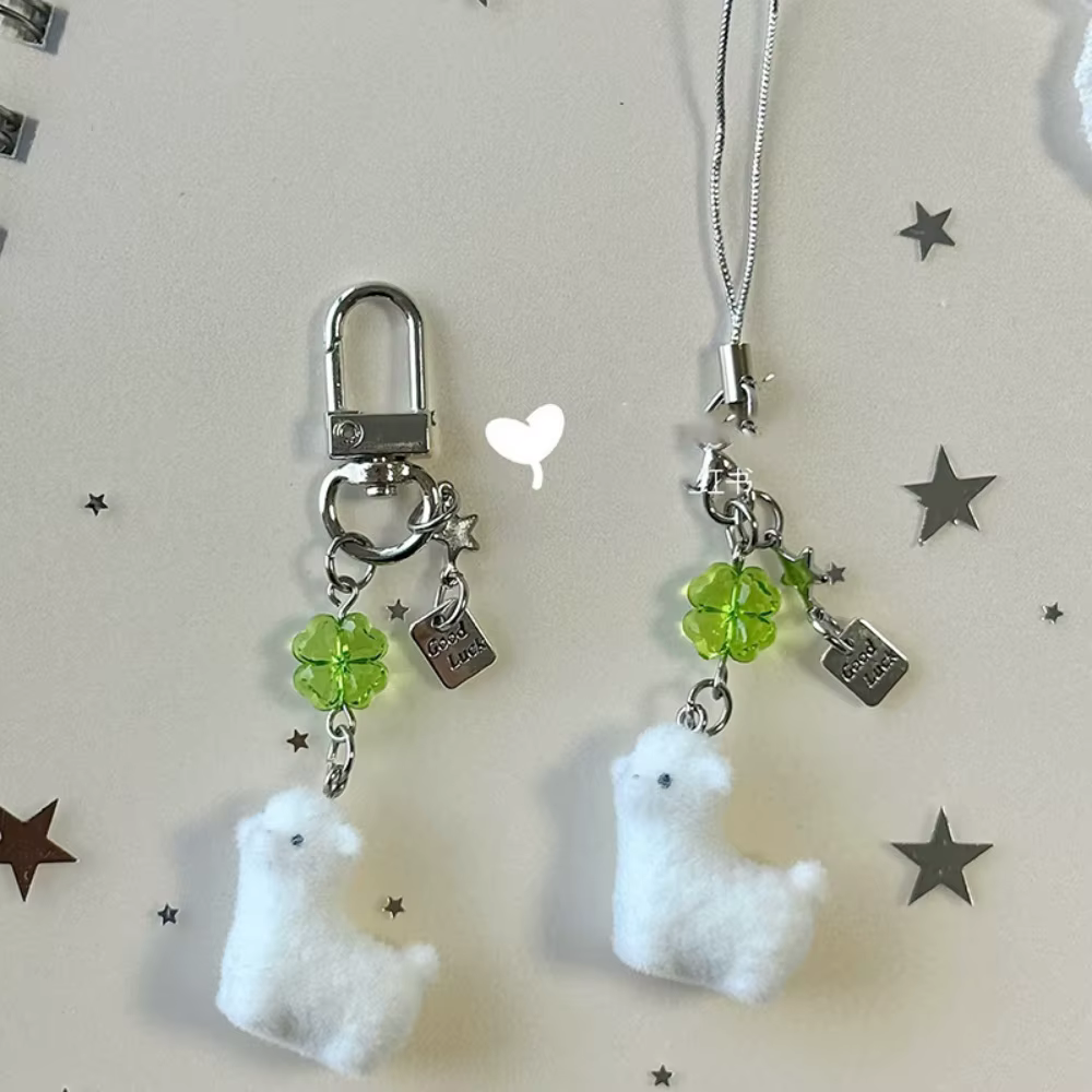 Porte-clés animal 3D, Porte-clés mouton floqué de haute qualité