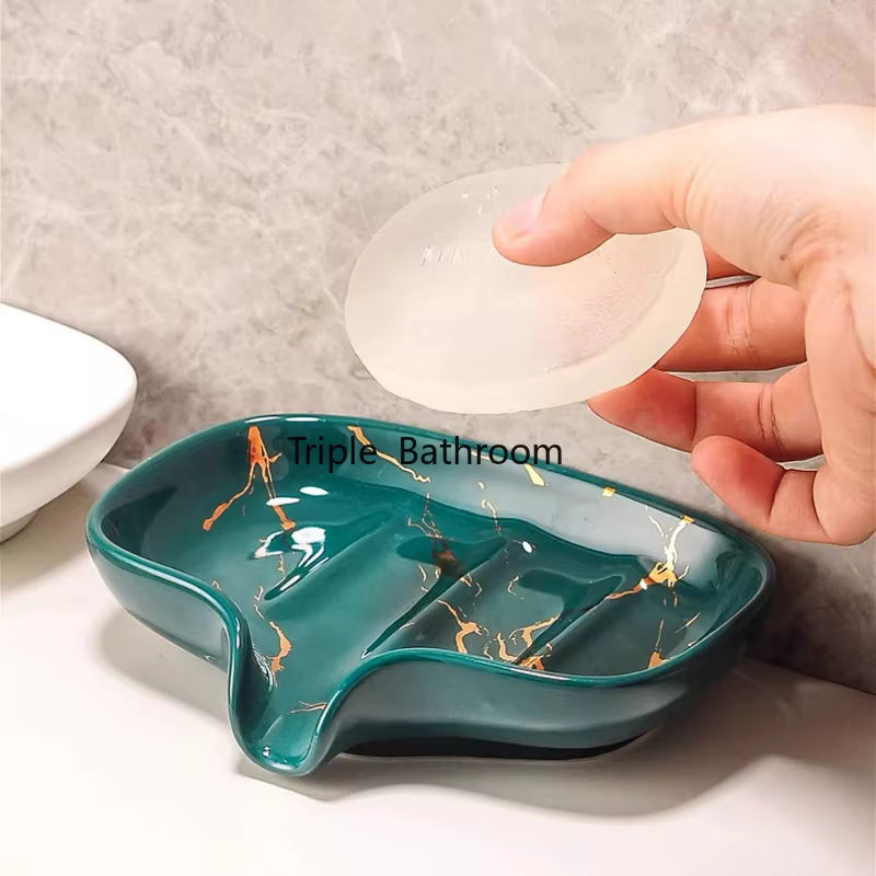 1 pièce Porte-savon en céramique avec drainage