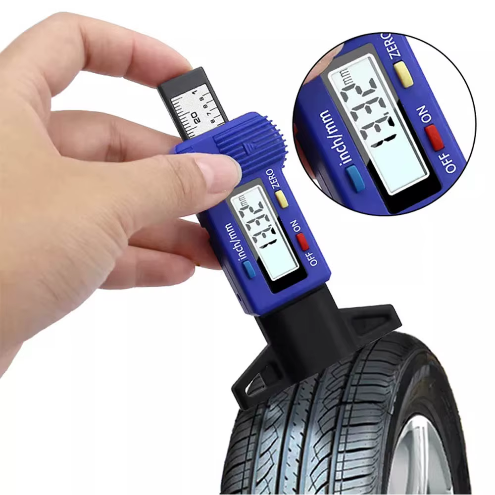 Jauge numérique de profondeur de bande de roulement de pneu 0-25mm LCD outil de mesure de détection d'usure de pneu automatique de voiture compteur de surveillance de haute précision