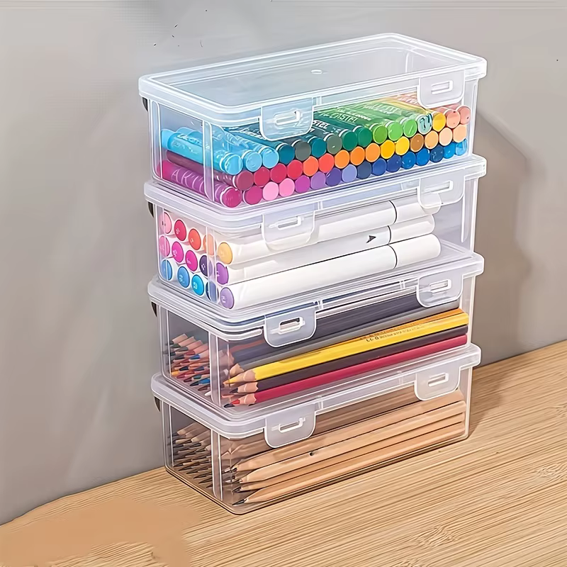 4 boîtes de rangement transparentes en PP de grande taille avec couvercles
