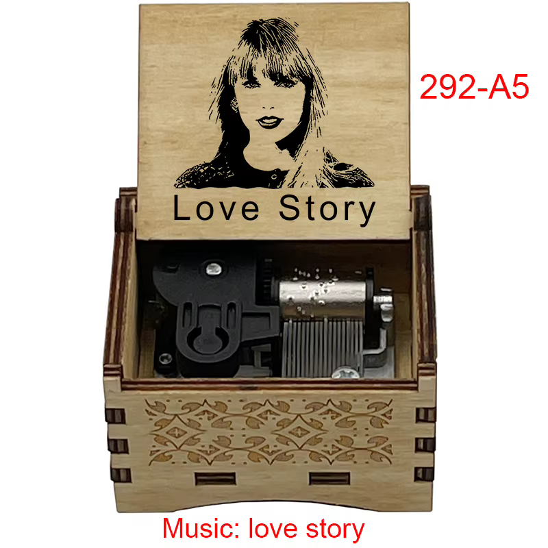 Boîte à musique en bois histoire d'amour