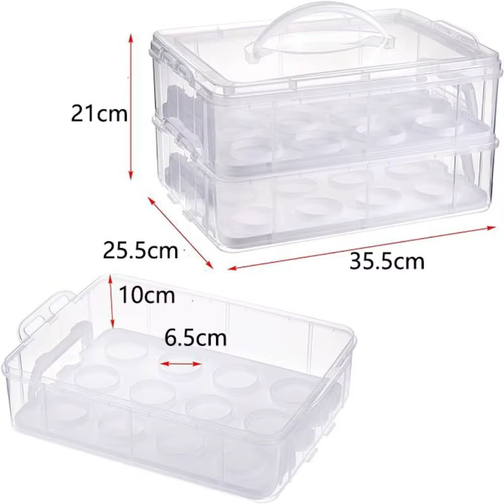 Porte-cupcakes à 2 niveaux Transparent avec couvercle et poignée