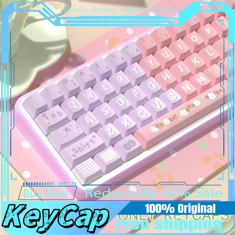 Linglan mignon thème Keycaps 138/158 touches cerise/Mda profil Pbt clavier mécanique Anime dessin
