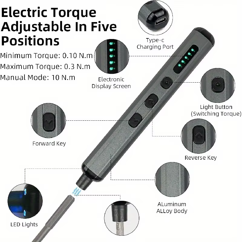 Tournevis électrique avec lumière LED
