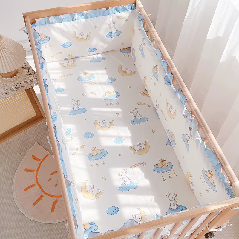 Ensembles de literie pour berceau de bébé, 5 pièces, dessin animé, décoration de chambre, pare-chocs de lit de bébé en coton pour enfants (4 pare-chocs + drap)