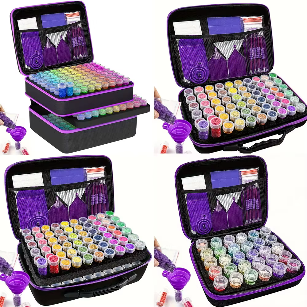 Boîte de rangement pour peinture diamant 30/60/120/240 emplacements, organiseur de toile amélioré avec accessoires, support antichoc pour fournitures d'art perlé