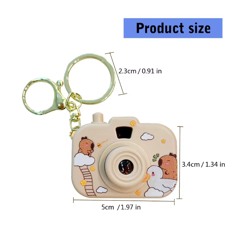 Nouveau Capybara Projection caméra porte-clés dessin animé Kawaii Mini