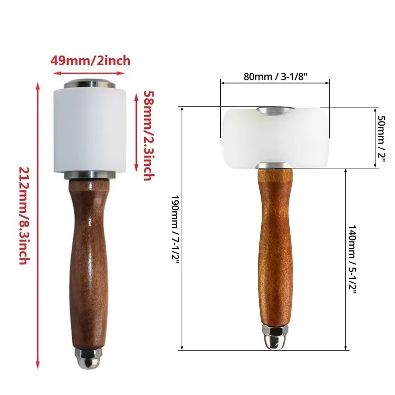 Outil de marteau en Nylon avec manche en bois