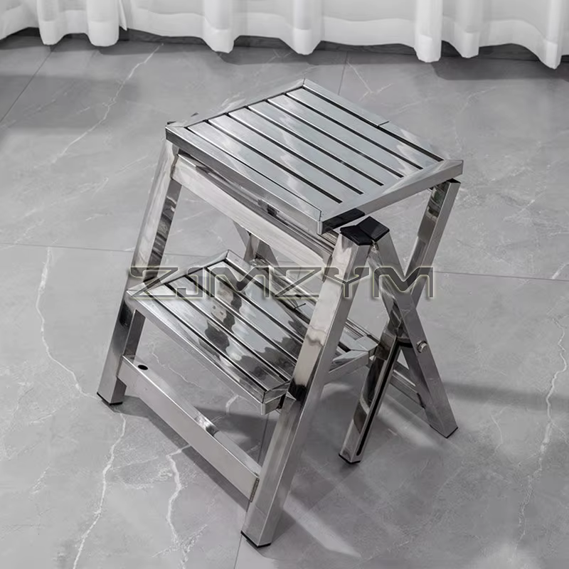 Tabouret d'échelle en acier inoxydable pliant télescopique épaissi escabeau intérieur multifonctionnel Portable 2-3